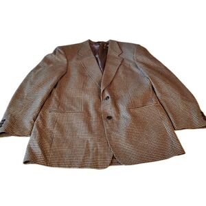 Brown Tallia Uomo Men's Brown Check Wool Blazer Jacket 44* Short Custom Tailored